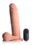 Big Shot Silicone Vibrating Remote Control Rechargeable Dildo With Balls 9in - Vanilla
