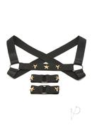 Master Series Rave Harness Elastic Chest Harness With Arm Bands - Small/medium - Black/gold